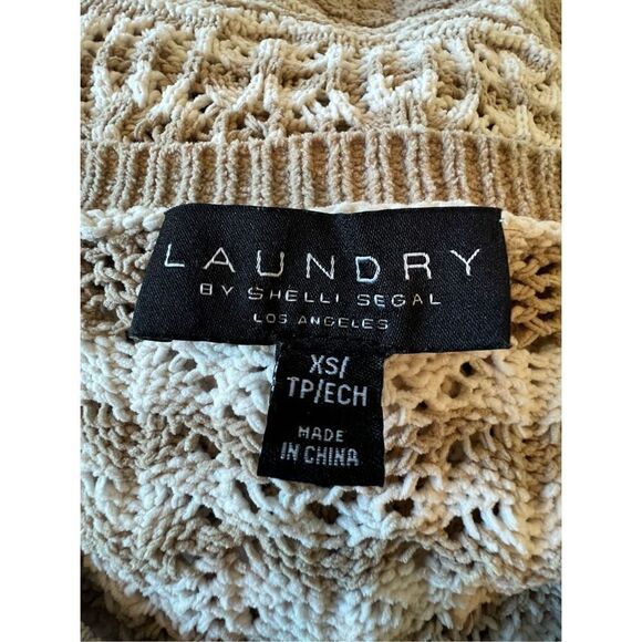 Laundry by Shelli Segal - Crochet Beige Sweater Size XS - Picture 3 of 4